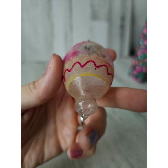 Antique pink swiggle glass ornament Xmas tree - Picture 8 of 12